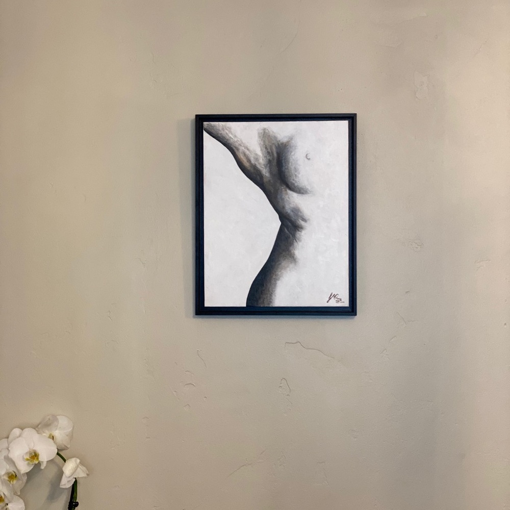 Nude original painting Body in shade singned, artist J Cruz acrylic hand painted - Picture 7 of 9